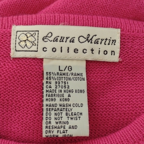 Laura Martin Pink Sweater Top L - Picture 7 of 8